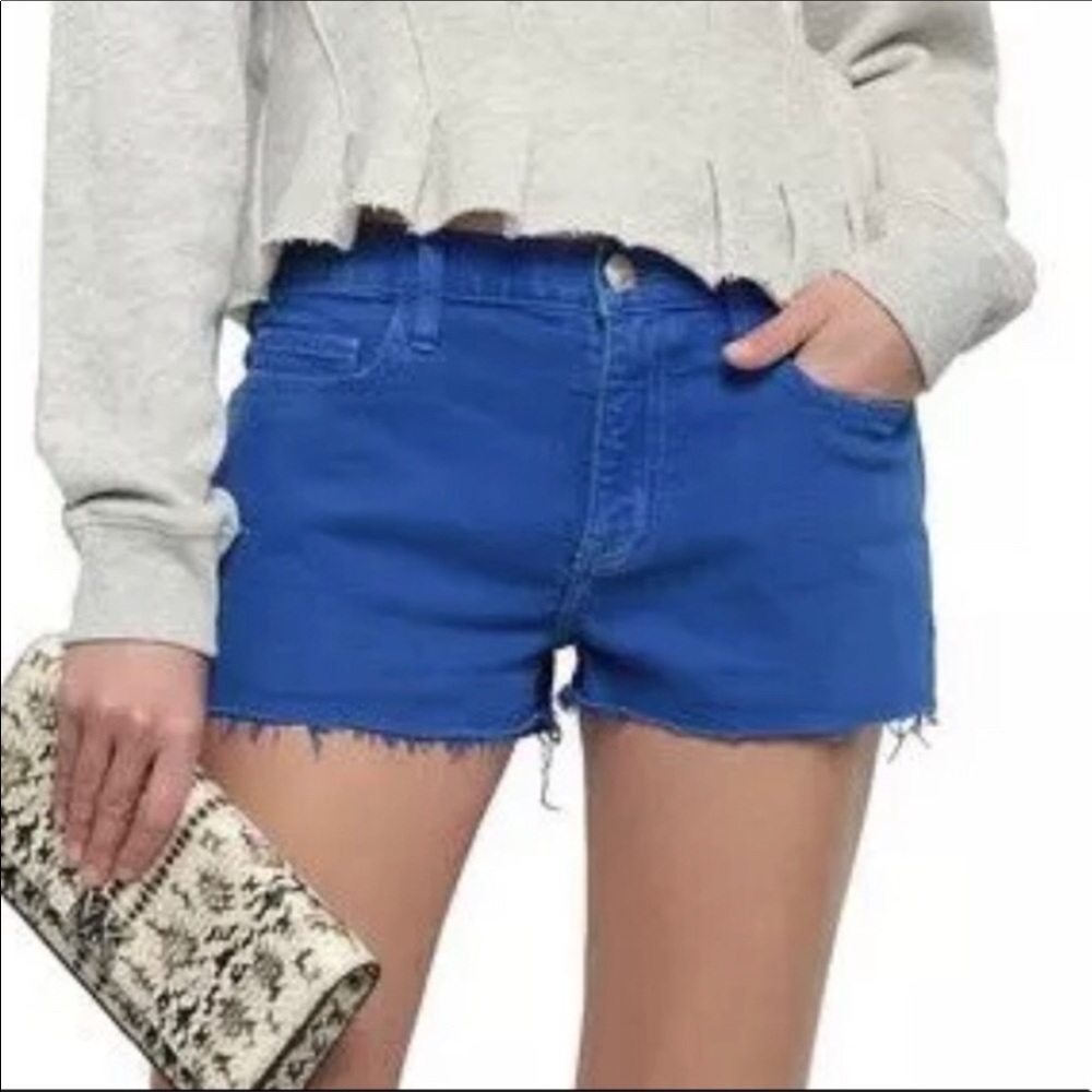 CURRENT/ ELLIOT sz 24 Shorts Boyfriend Style Cutoff Shorts Frays Nautical Blue